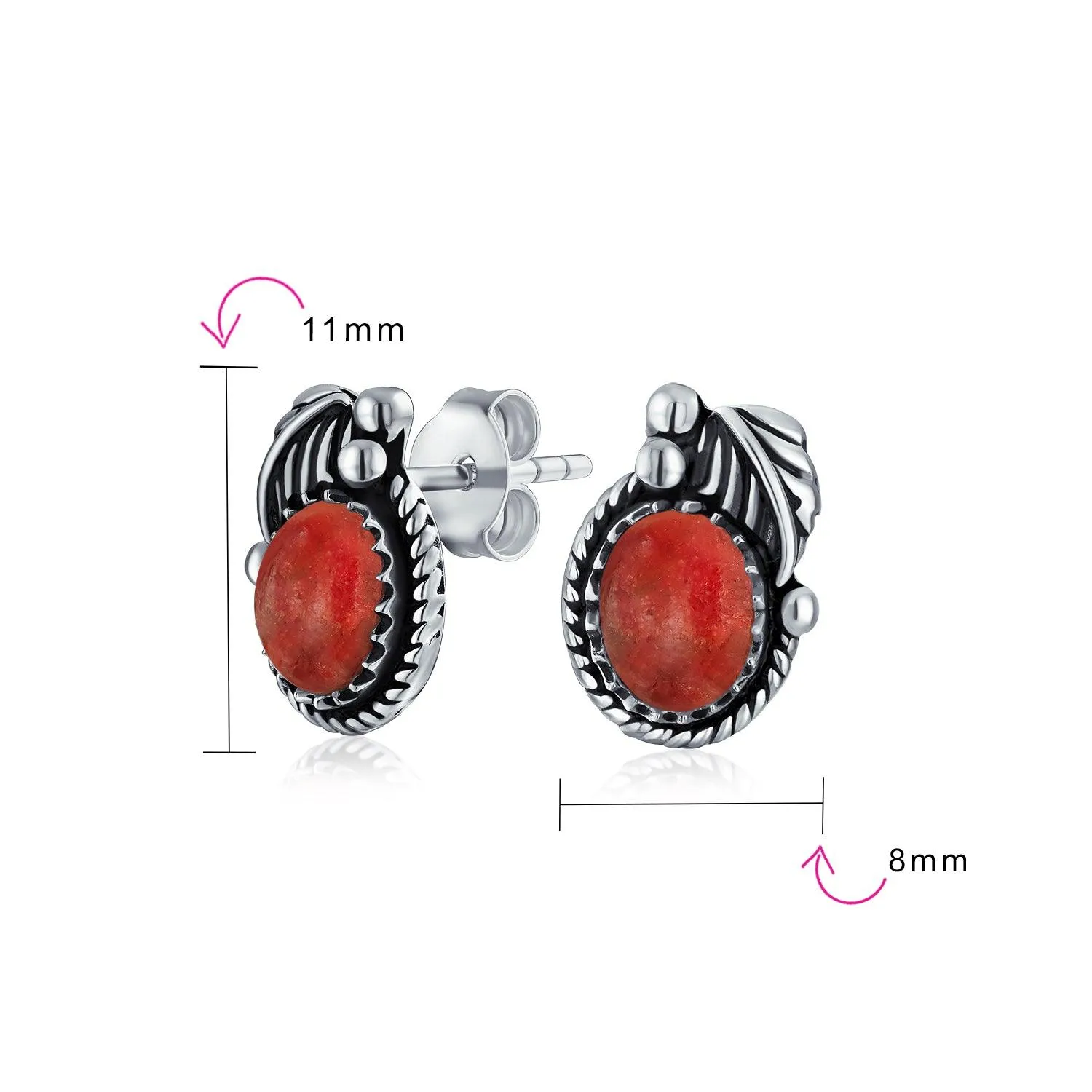 Bezel Moonstone Gemstone Ornate Round Stud Earrings Sterling Silver