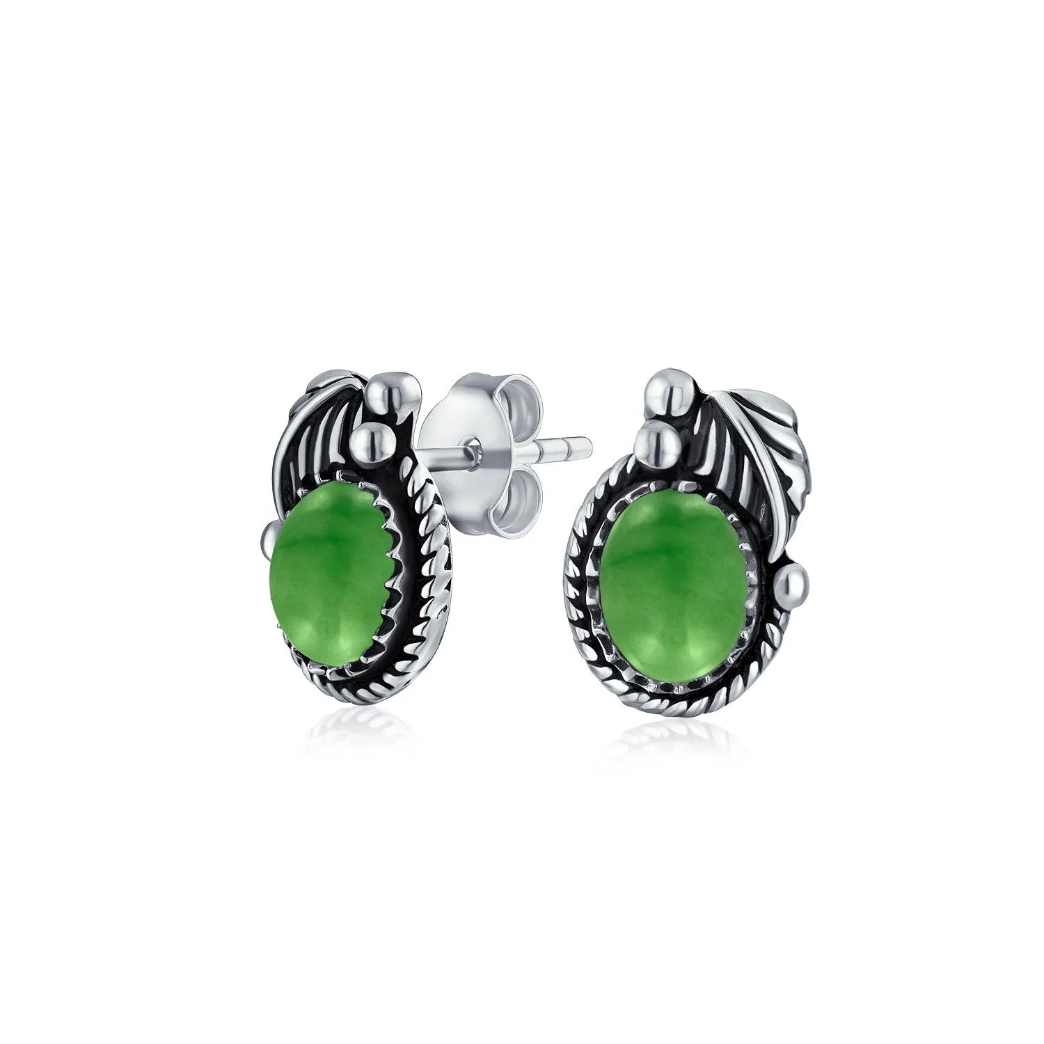 Bezel Moonstone Gemstone Ornate Round Stud Earrings Sterling Silver