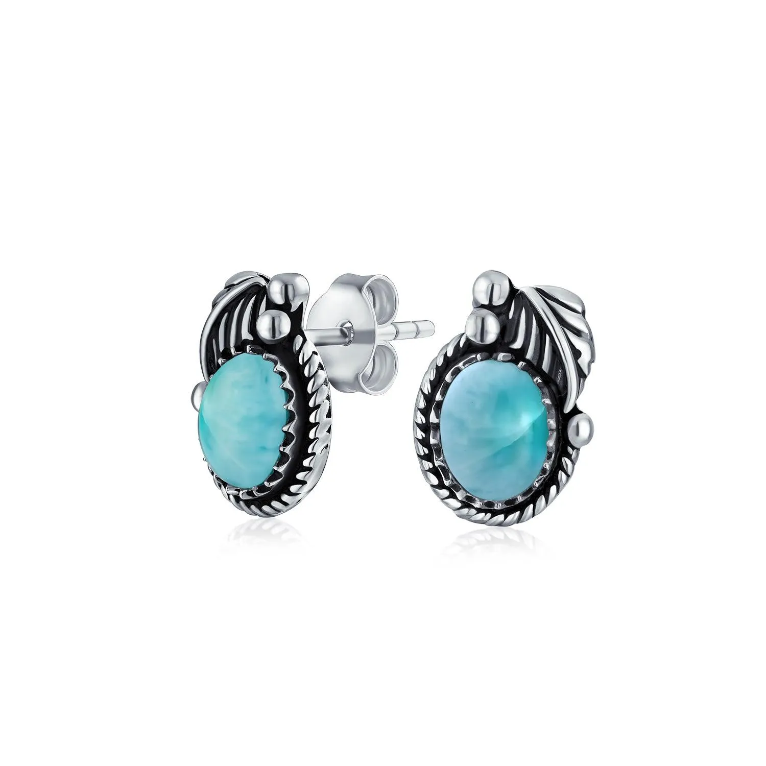 Bezel Moonstone Gemstone Ornate Round Stud Earrings Sterling Silver