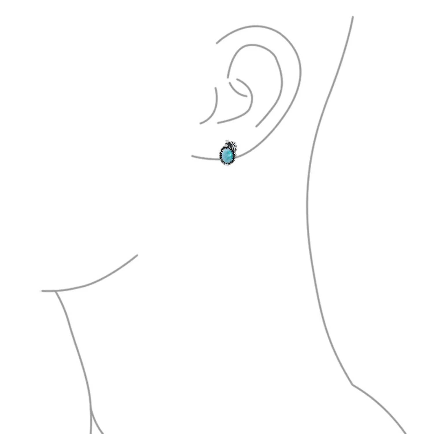 Bezel Moonstone Gemstone Ornate Round Stud Earrings Sterling Silver