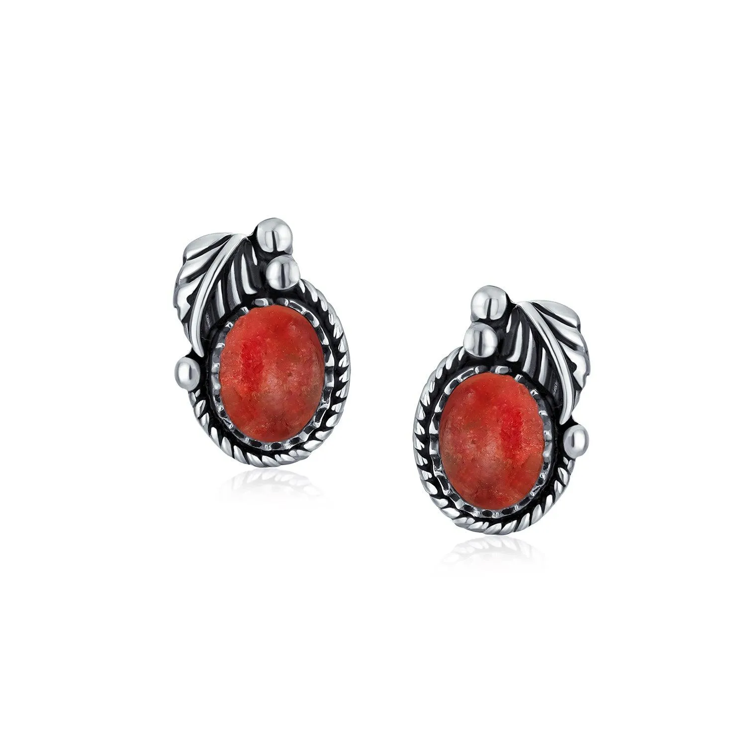 Bezel Moonstone Gemstone Ornate Round Stud Earrings Sterling Silver
