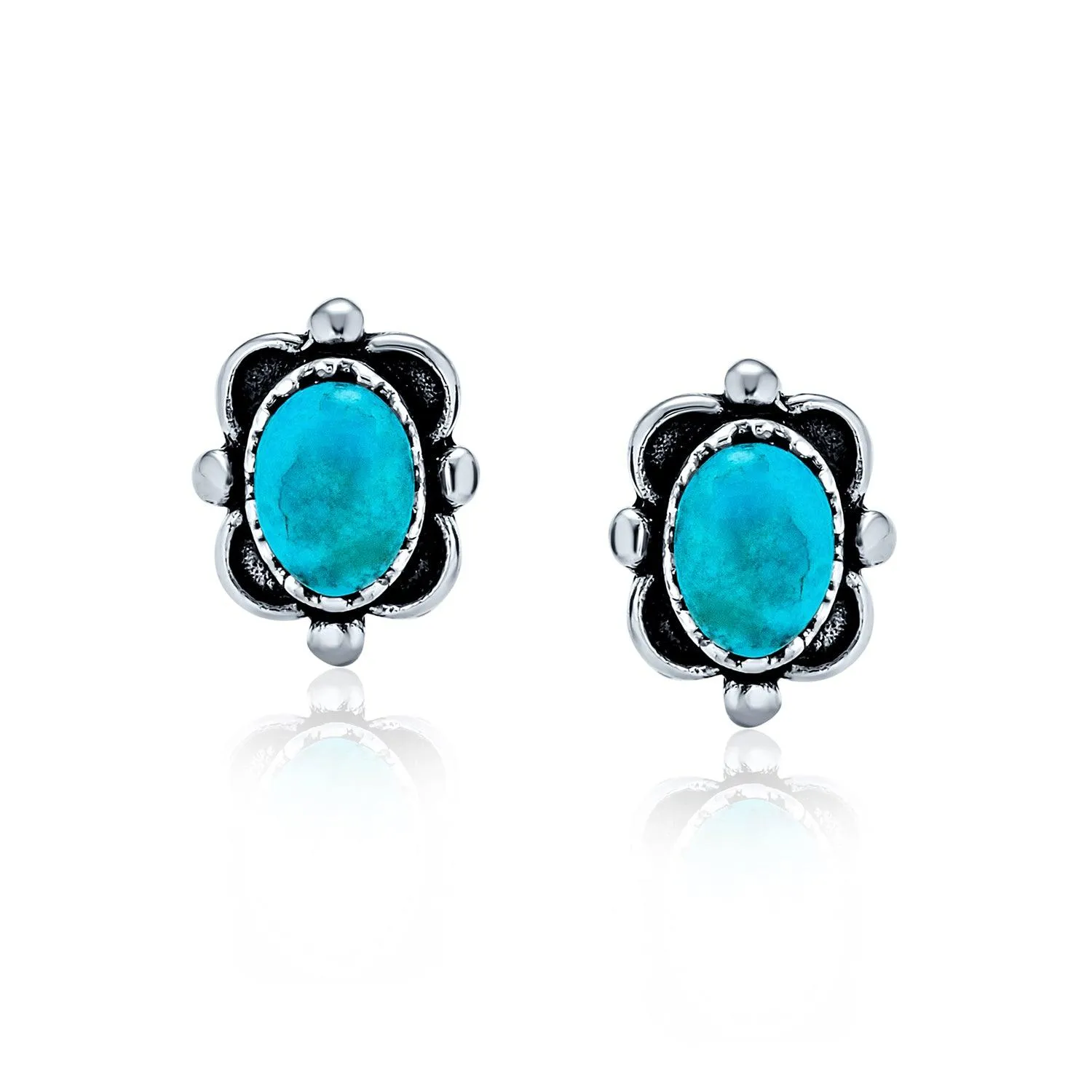 Bezel Moonstone Gemstone Ornate Round Stud Earrings Sterling Silver