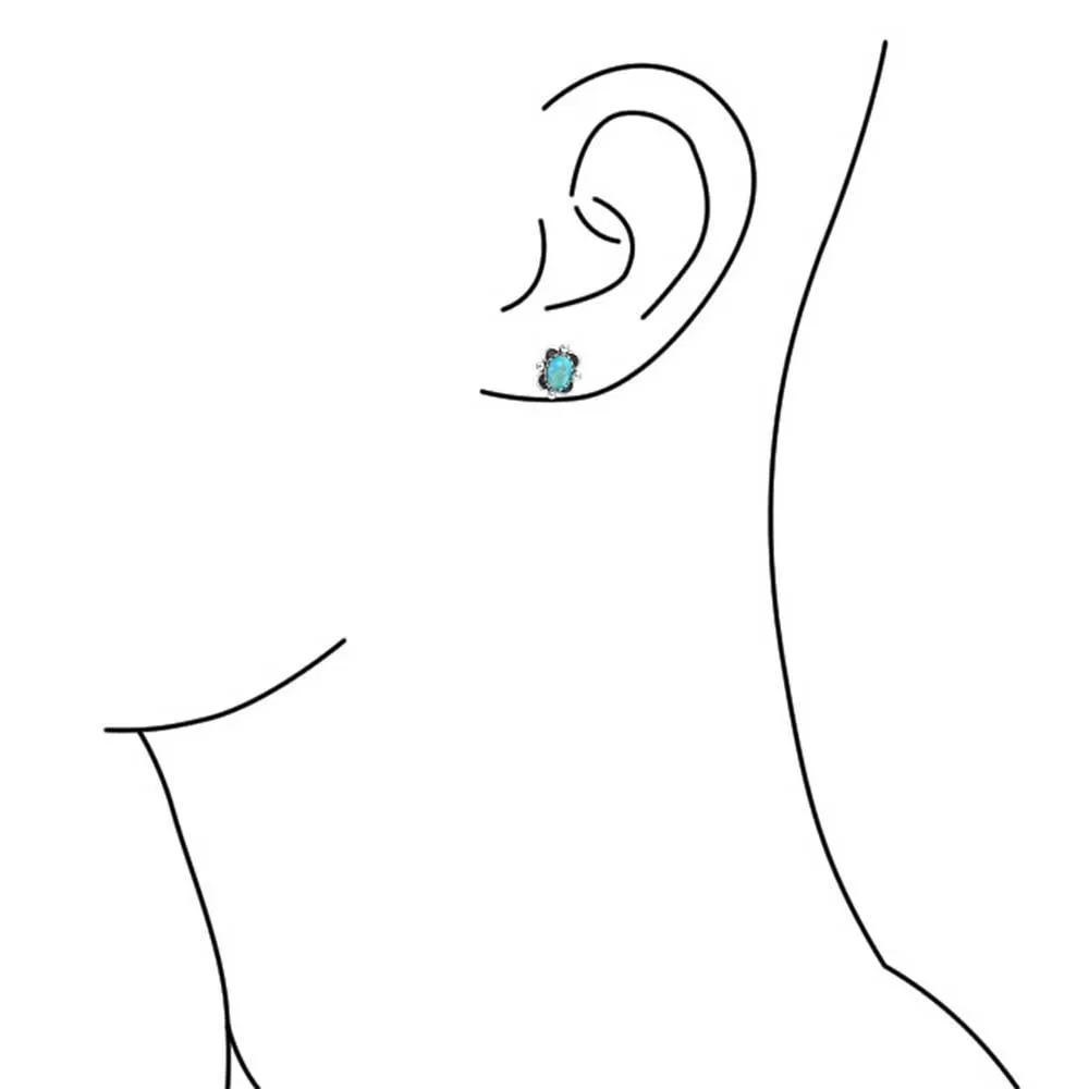 Bezel Moonstone Gemstone Ornate Round Stud Earrings Sterling Silver
