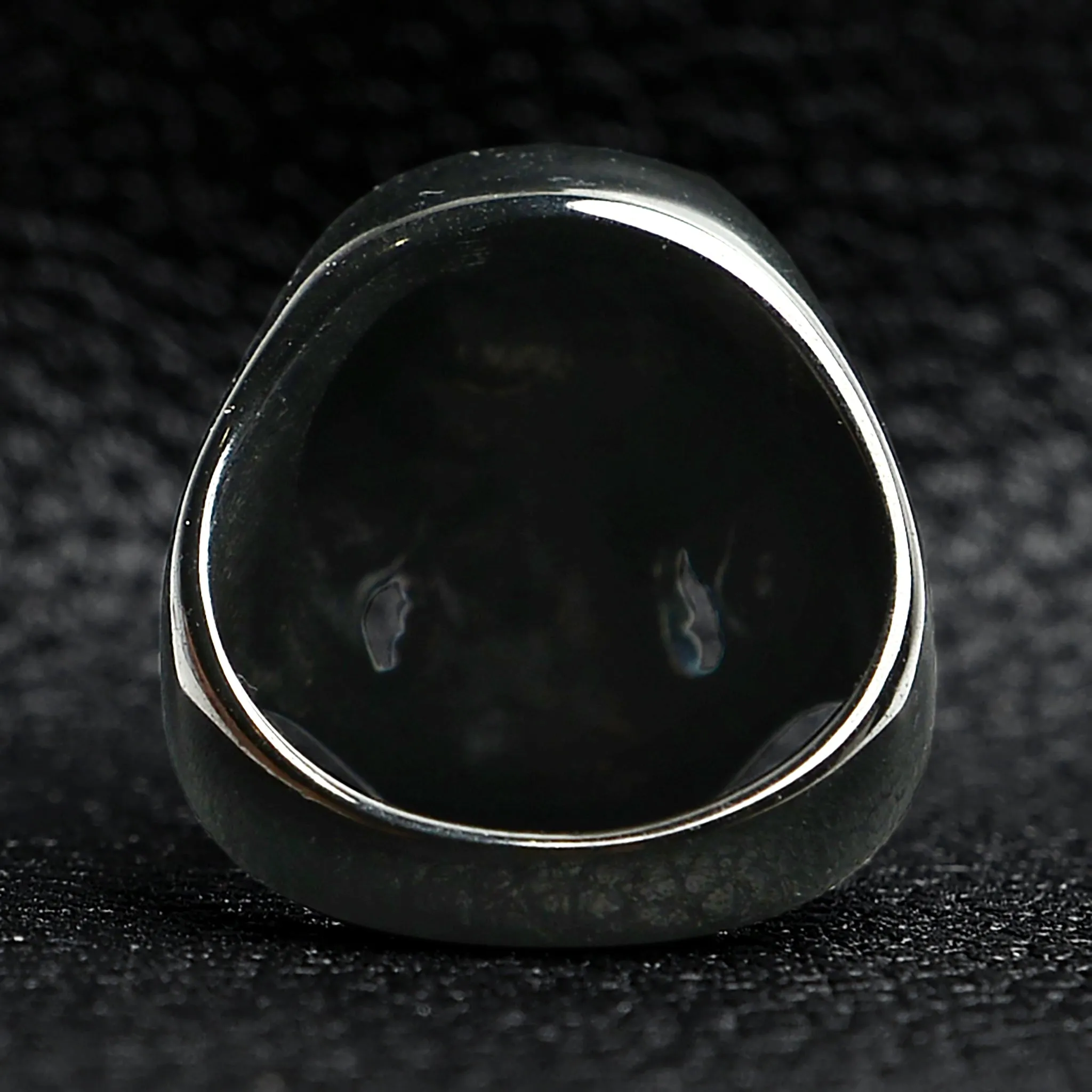 Black Grinning Skull Stainless Steel Ring / SCR4066