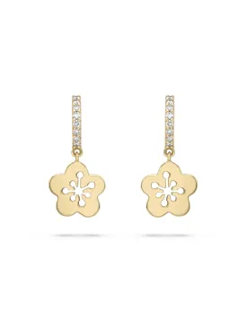 Blossom Mini Yellow Gold Diamond Drop Earrings