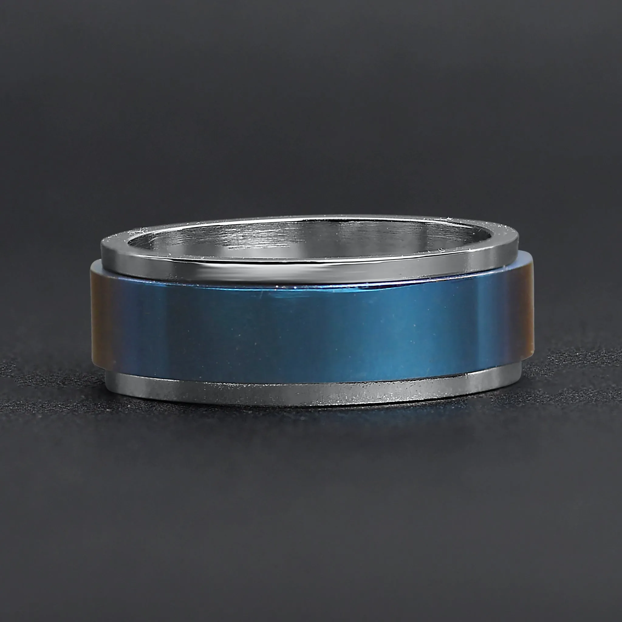 Blue Center Stainless Steel Spinner Ring / SRJ0038