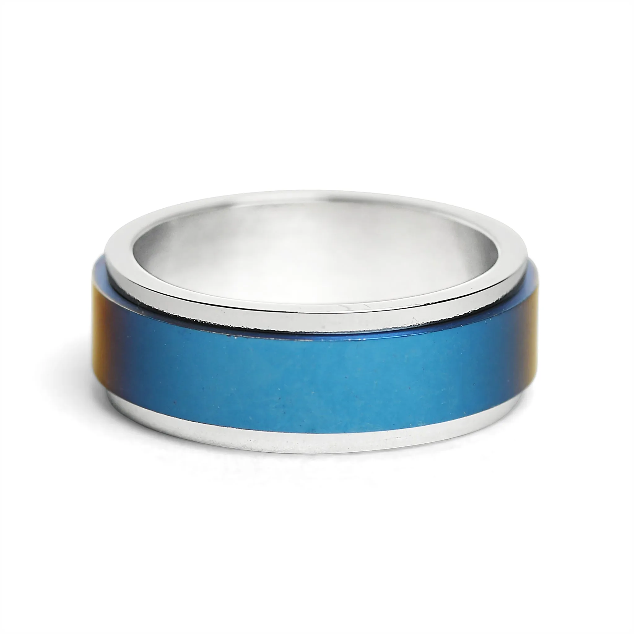 Blue Center Stainless Steel Spinner Ring / SRJ0038