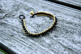 Brass and Black Bead Wrap Bracelet