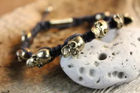Brass Skull Woven Bracelet