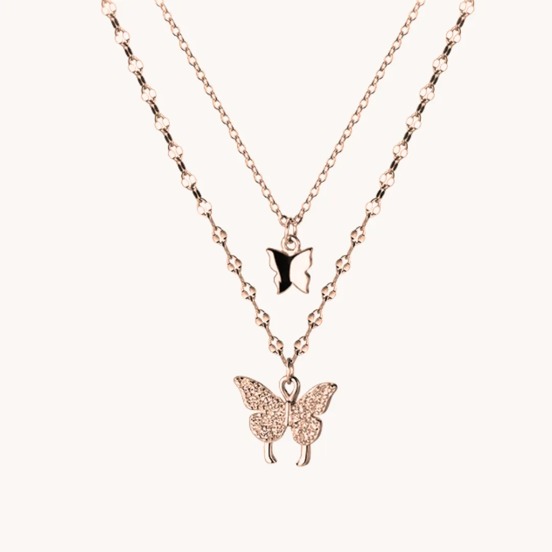Butterfly Dual Rose Gold Necklace