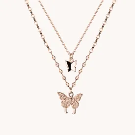 Butterfly Dual Rose Gold Necklace