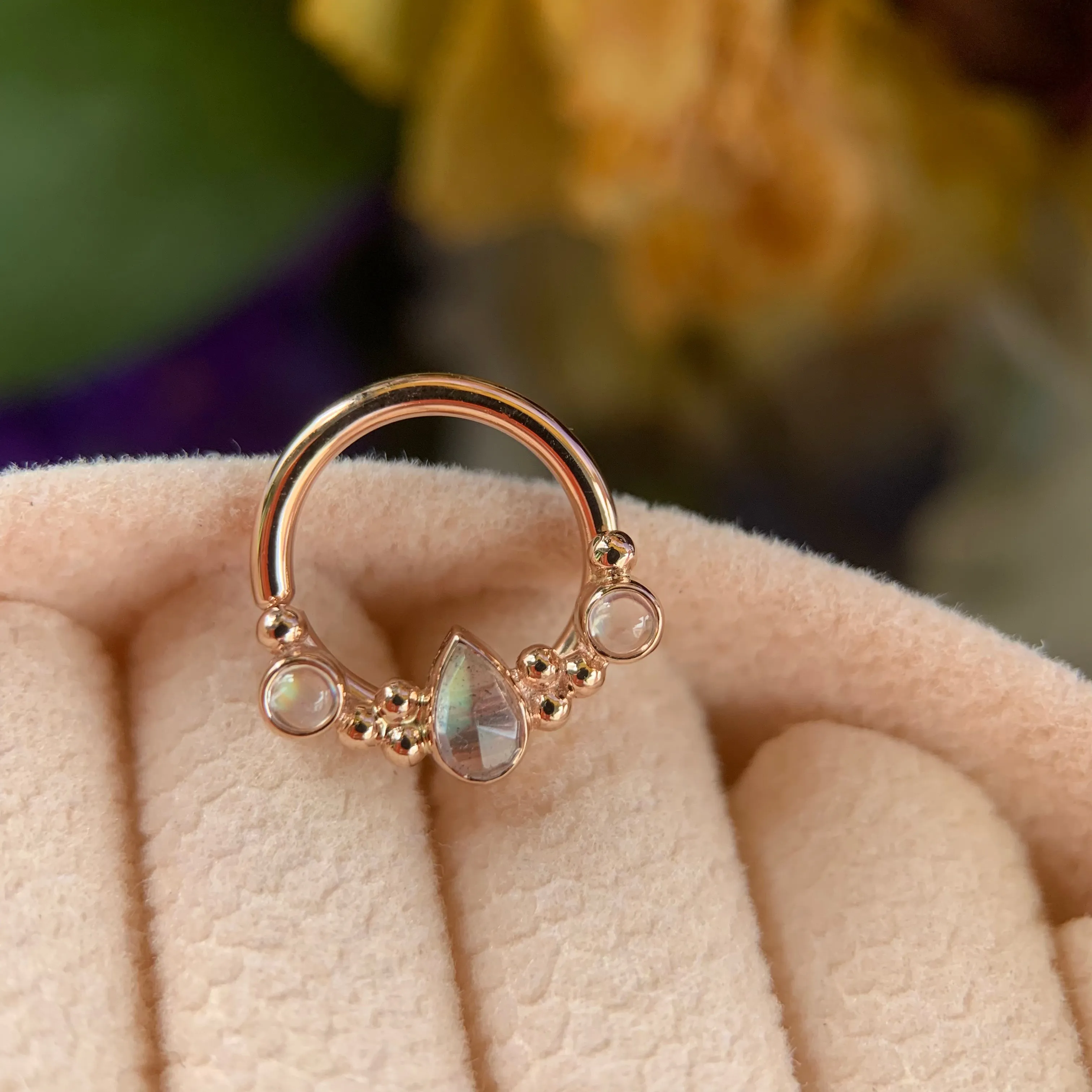 16G 3/8in BVLA Inside Out Eden Pear Seam Ring - High Quality Gold Jewelry