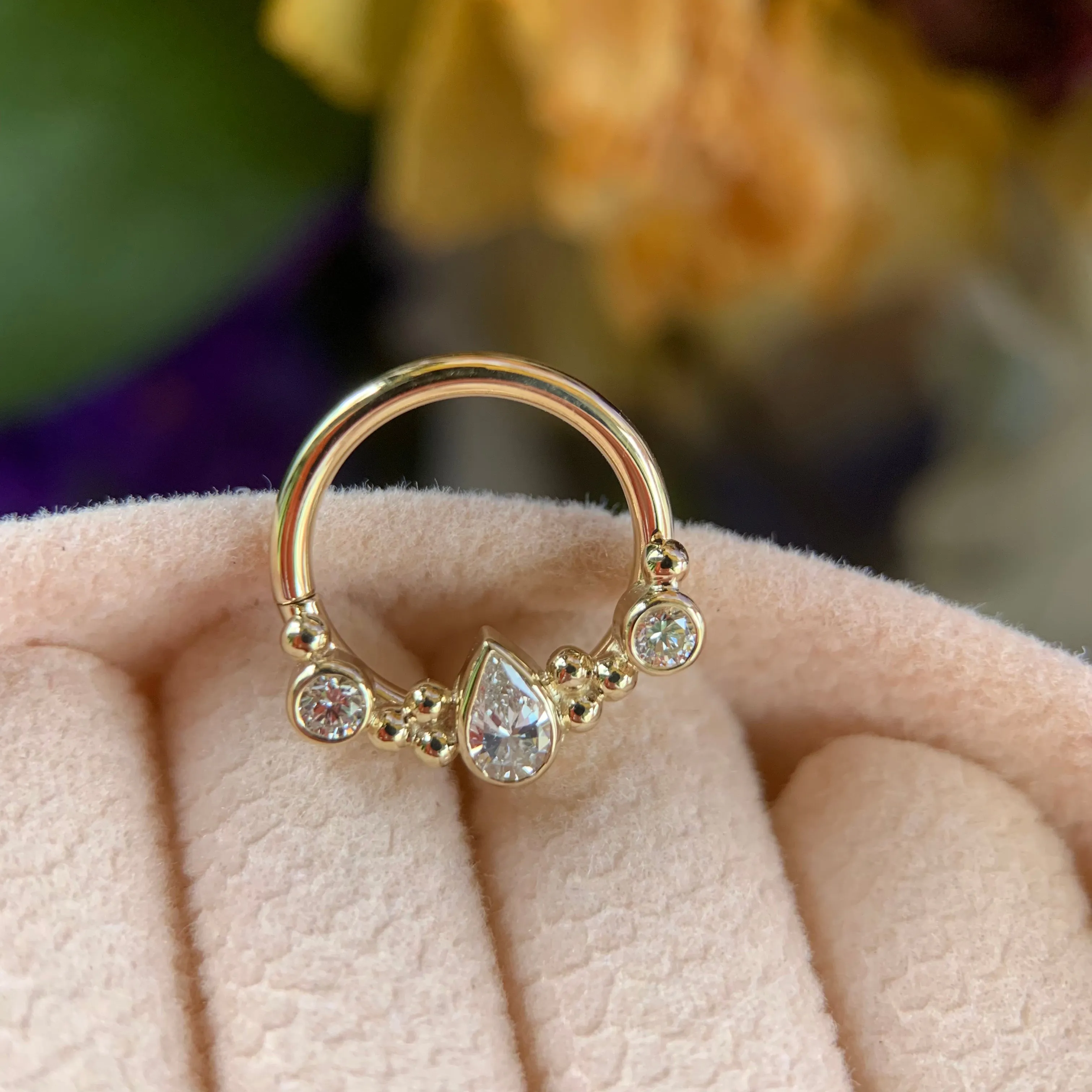 16G 3/8in BVLA Inside Out Eden Pear Seam Ring - High Quality Gold Jewelry