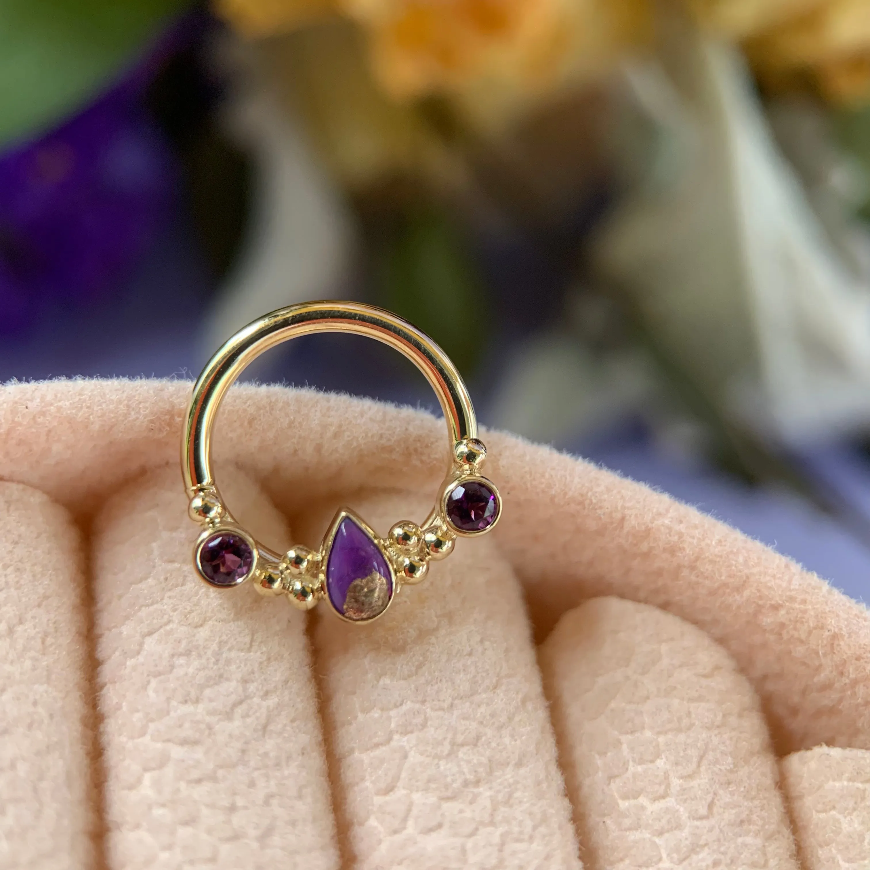 16G 3/8in BVLA Inside Out Eden Pear Seam Ring - High Quality Gold Jewelry
