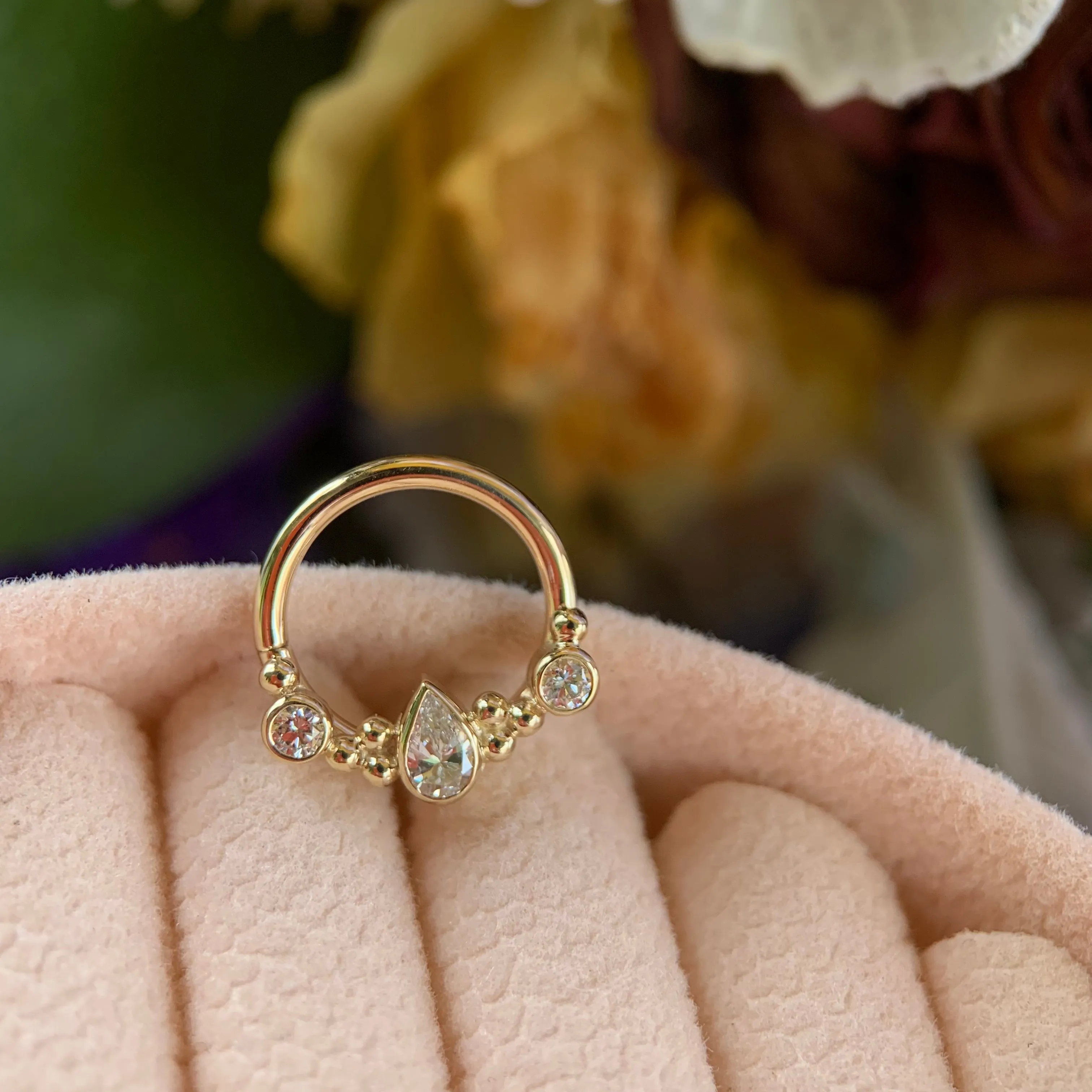 16G 3/8in BVLA Inside Out Eden Pear Seam Ring - High Quality Gold Jewelry