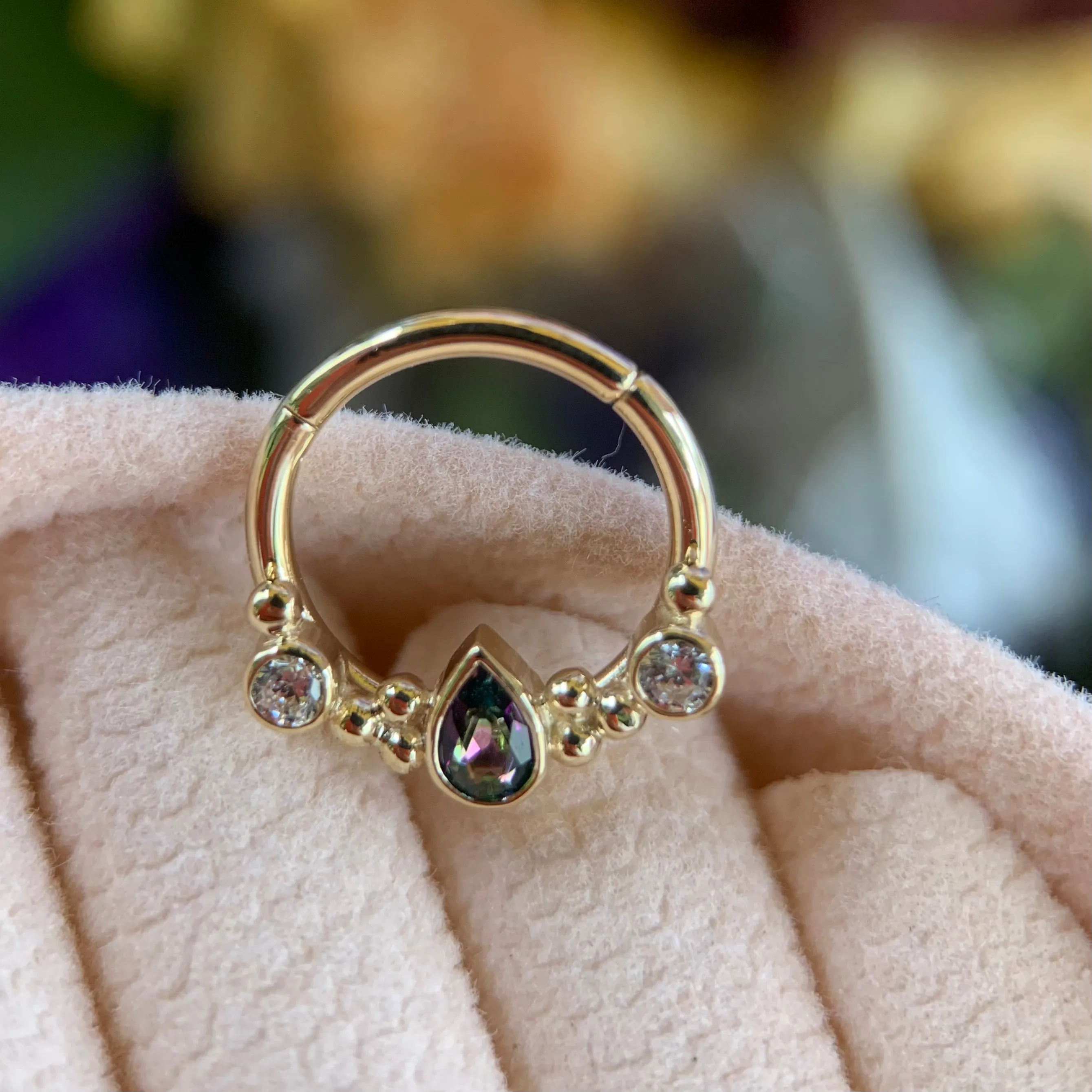 16G 3/8in BVLA Inside Out Eden Pear Seam Ring - High Quality Gold Jewelry