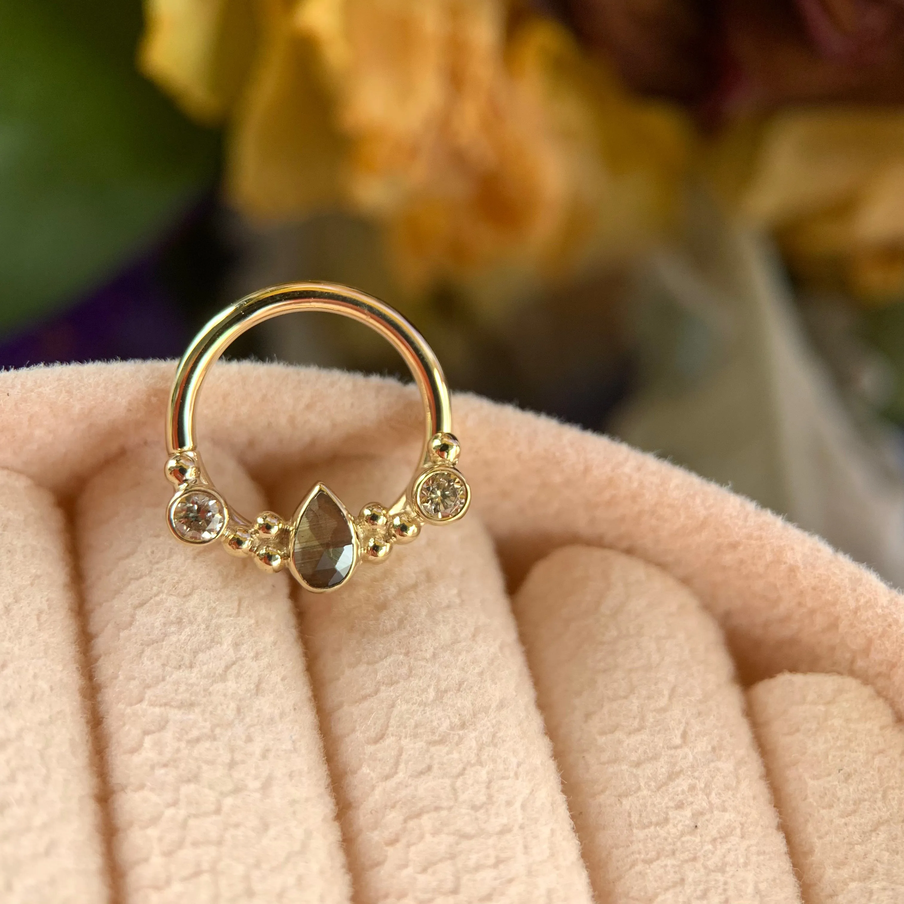 16G 3/8in BVLA Inside Out Eden Pear Seam Ring - High Quality Gold Jewelry