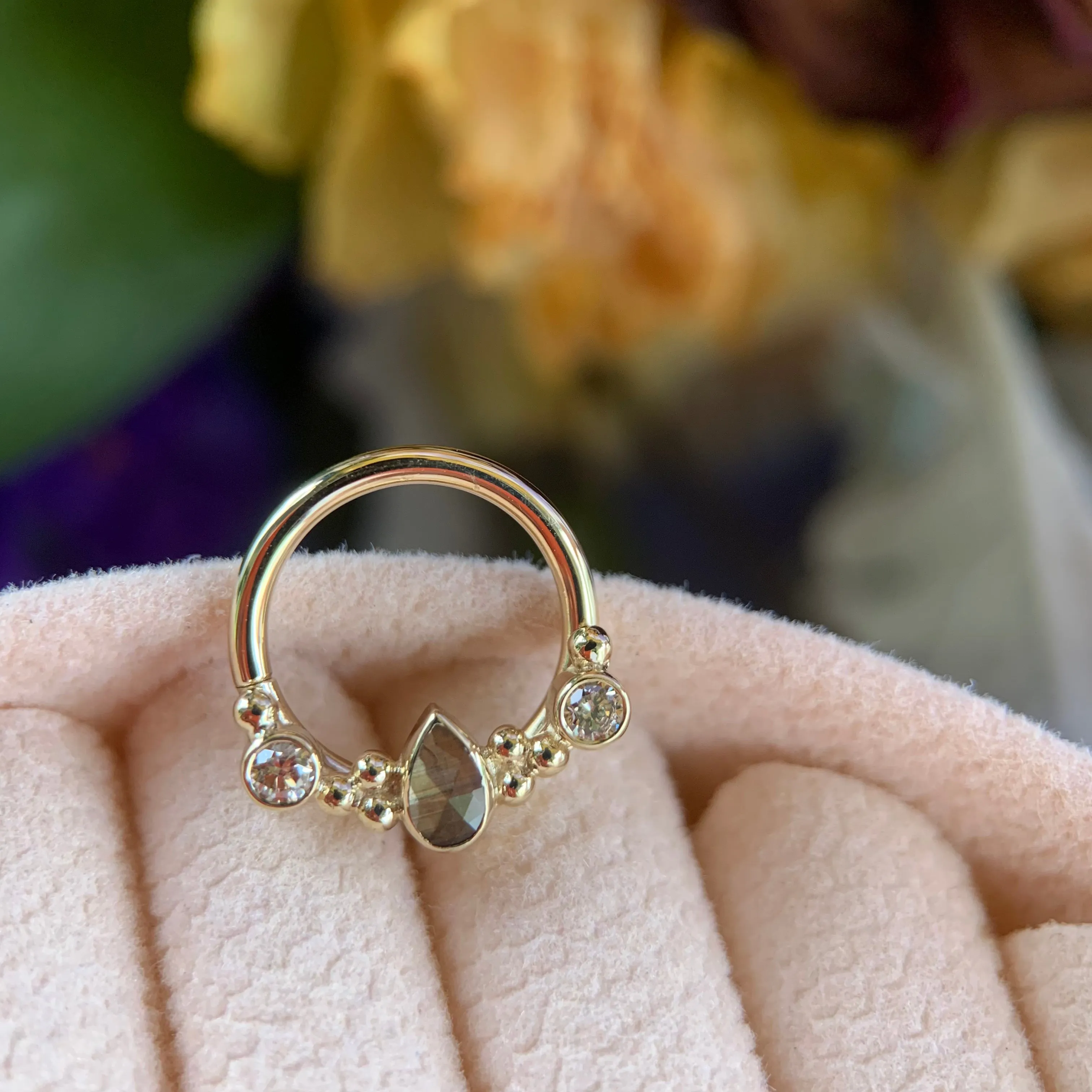 16G 3/8in BVLA Inside Out Eden Pear Seam Ring - High Quality Gold Jewelry