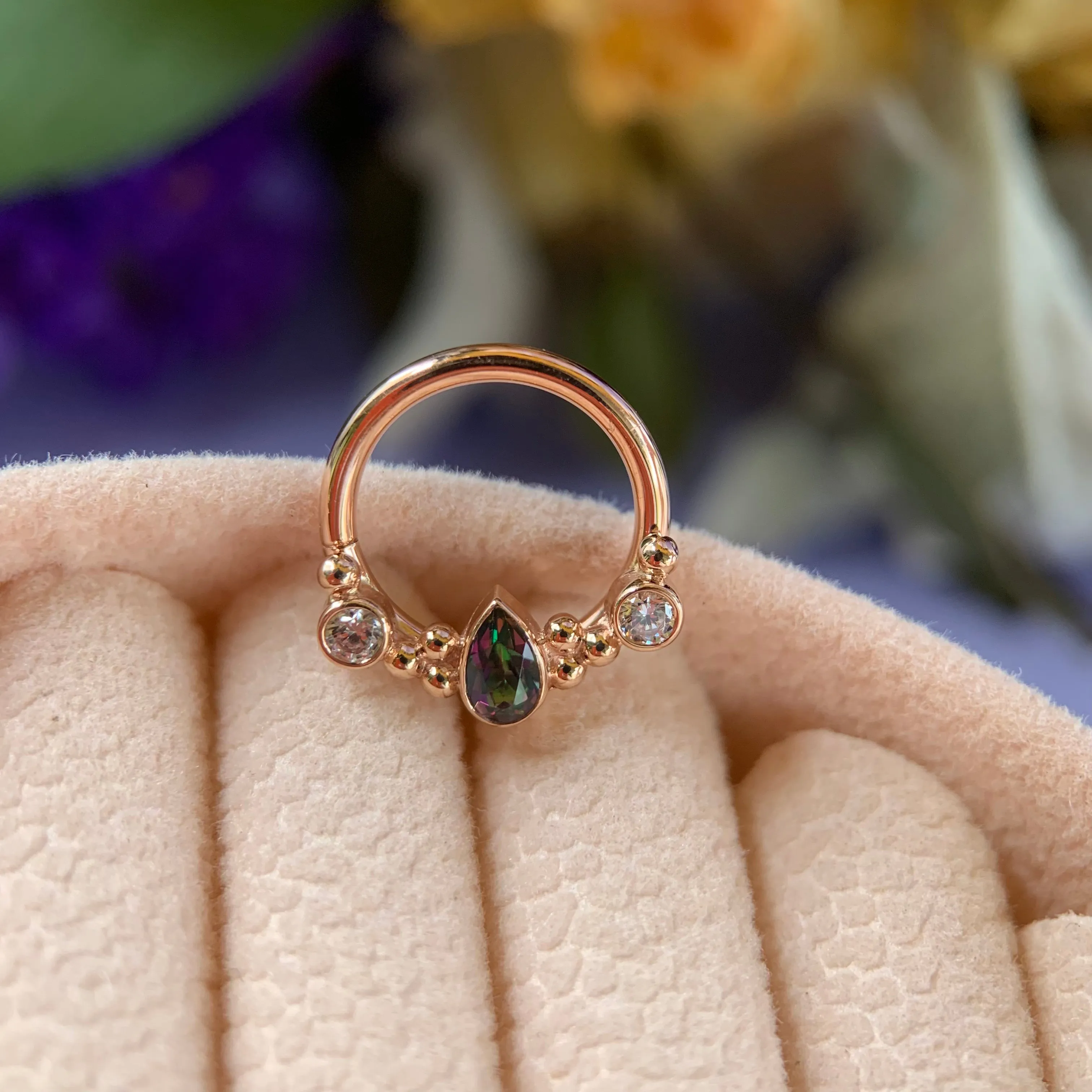 16G 3/8in BVLA Inside Out Eden Pear Seam Ring - High Quality Gold Jewelry