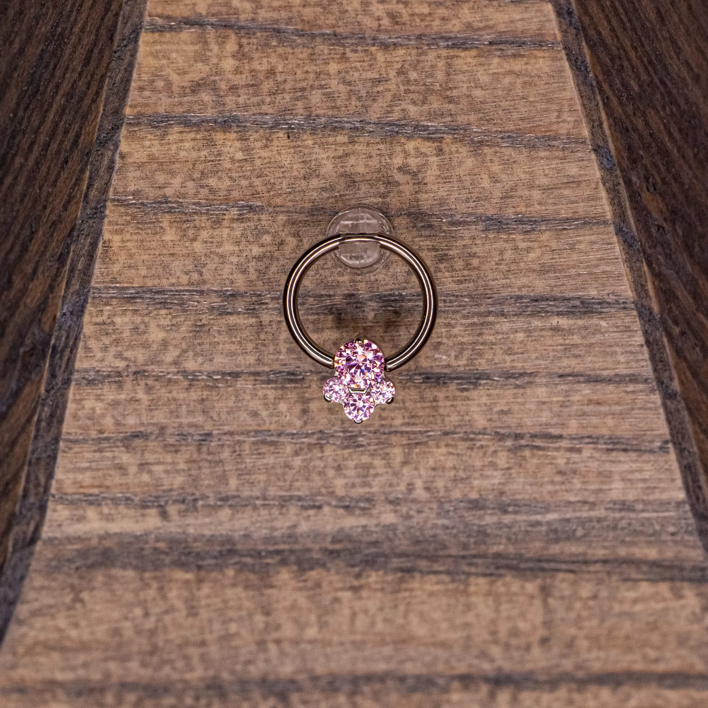 Caeli Captive Bead with Pink Swarovski Crystals- Medium