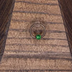 Captive Bead with Green Crystal