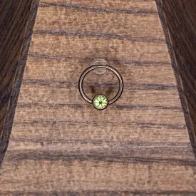 Captive Bead with Light Green Crystal