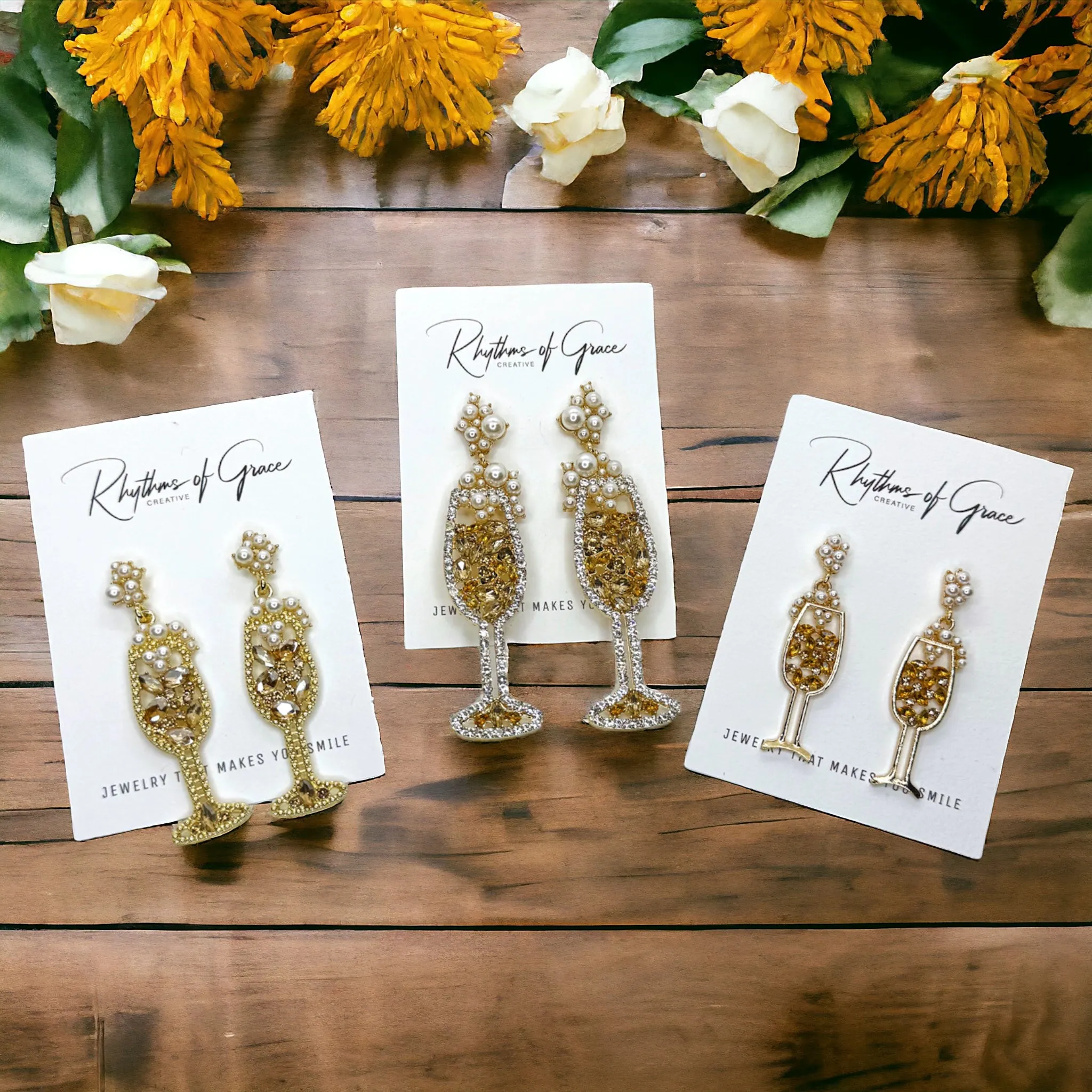 Champagne Earrings - Wine Glass, Gold Champagne, Champagne Bottle, Wine Earrings, Wine Jewelry, Poppin Bottles, Wine Accessories