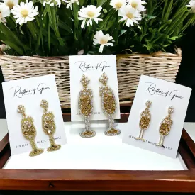 Champagne Earrings - Wine Glass, Gold Champagne, Champagne Bottle, Wine Earrings, Wine Jewelry, Poppin Bottles, Wine Accessories