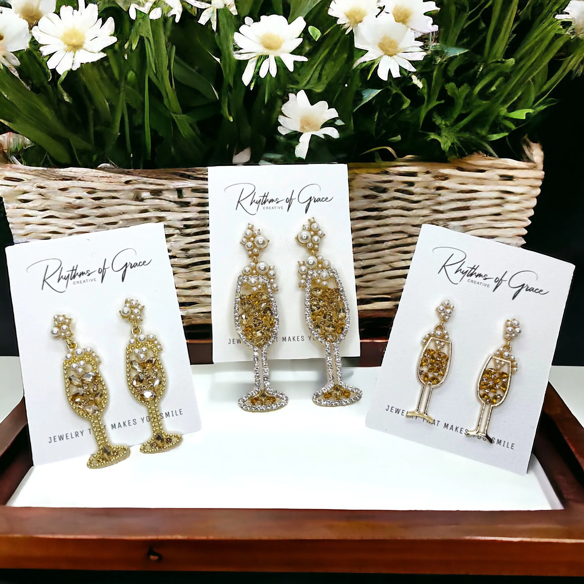 Champagne Earrings - Wine Glass, Gold Champagne, Champagne Bottle, Wine Earrings, Wine Jewelry, Poppin Bottles, Wine Accessories