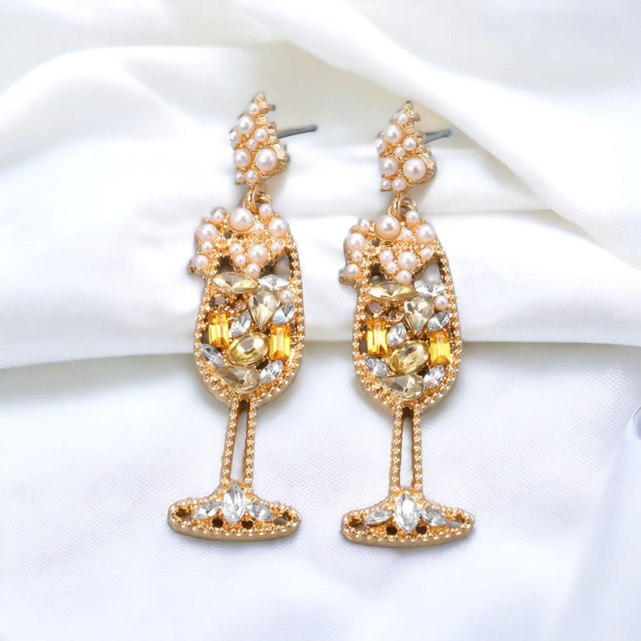Champagne Earrings - Wine Glass, Gold Champagne, Champagne Bottle, Wine Earrings, Wine Jewelry, Poppin Bottles, Wine Accessories
