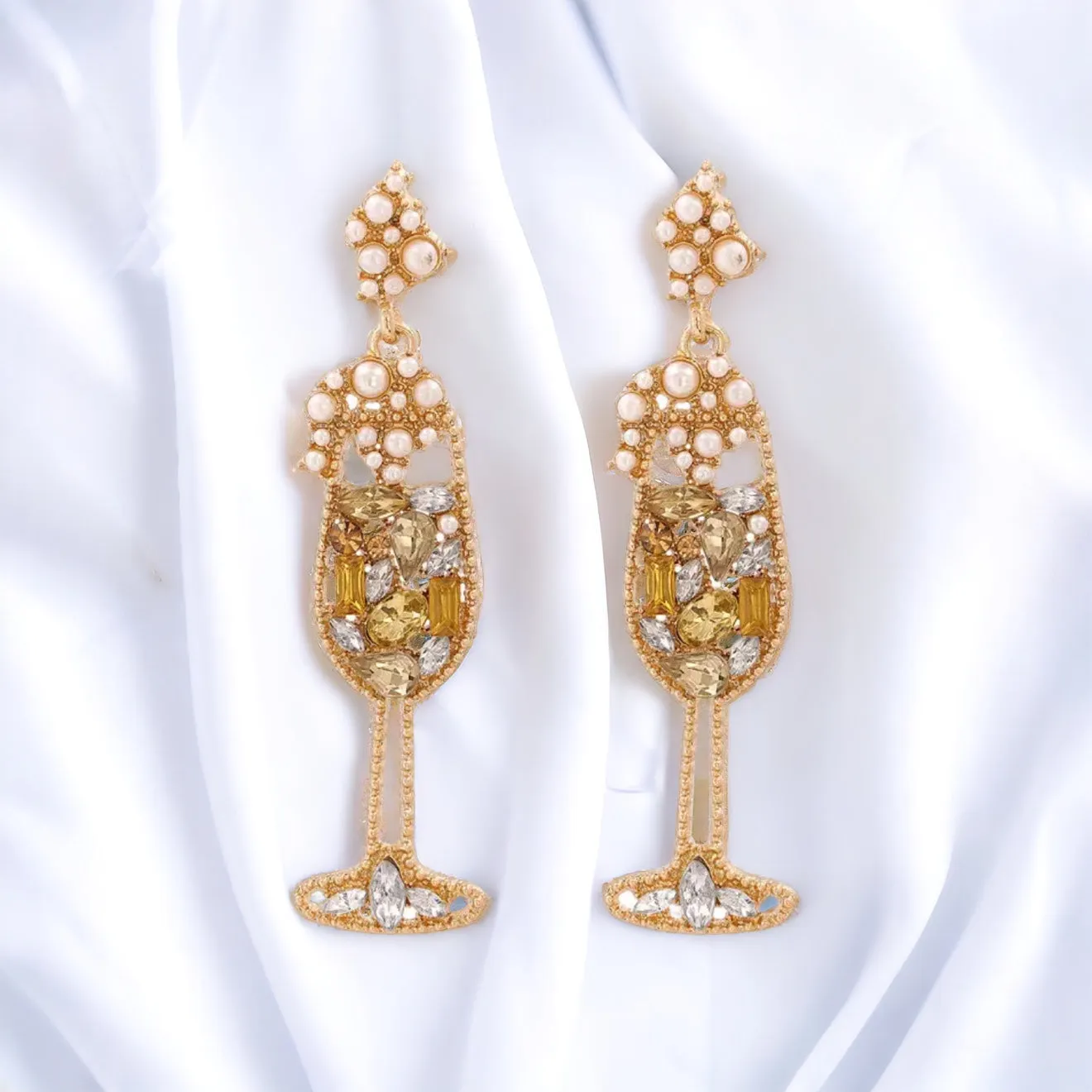 Champagne Earrings - Wine Glass, Gold Champagne, Champagne Bottle, Wine Earrings, Wine Jewelry, Poppin Bottles, Wine Accessories