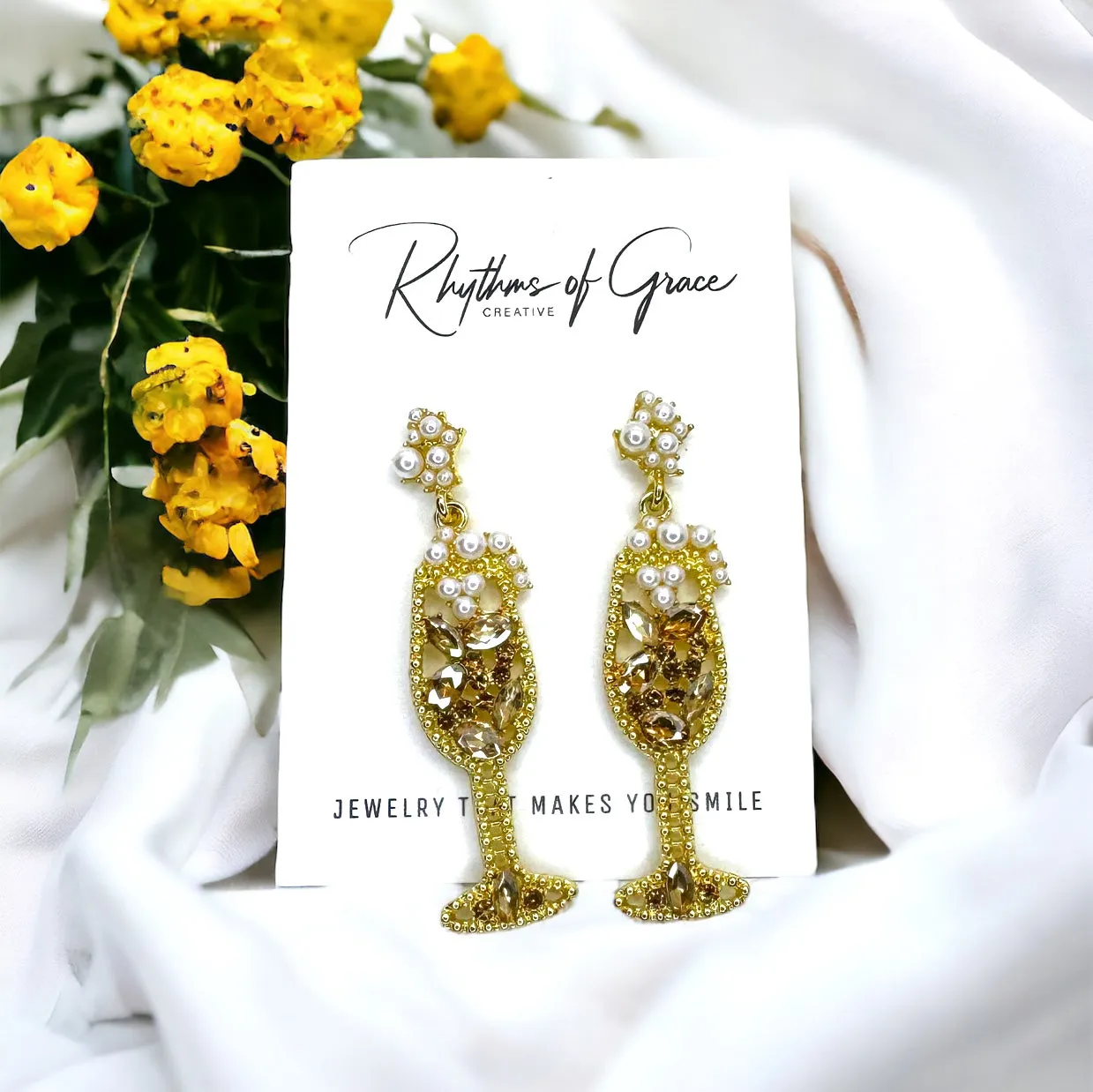 Champagne Earrings - Wine Glass, Gold Champagne, Champagne Bottle, Wine Earrings, Wine Jewelry, Poppin Bottles, Wine Accessories