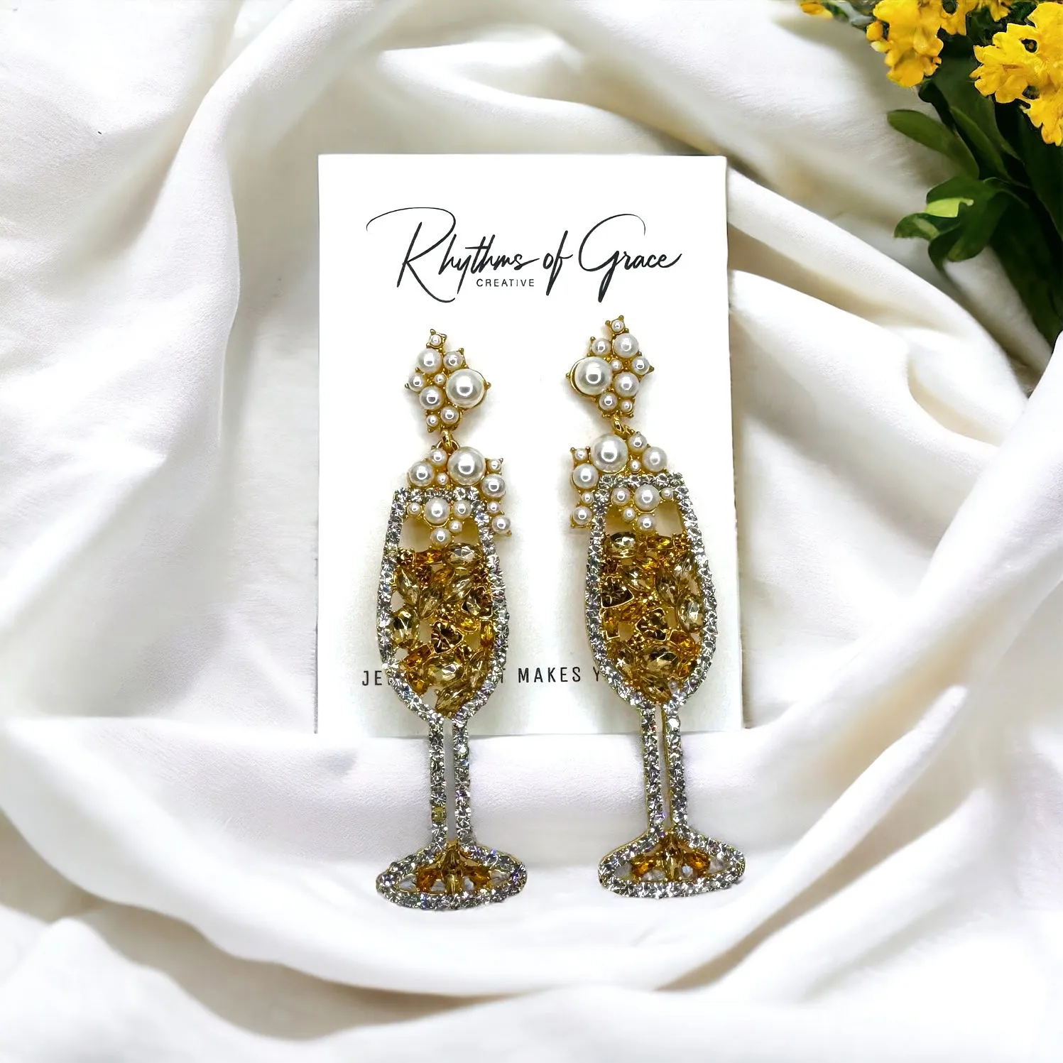 Champagne Earrings - Wine Glass, Gold Champagne, Champagne Bottle, Wine Earrings, Wine Jewelry, Poppin Bottles, Wine Accessories