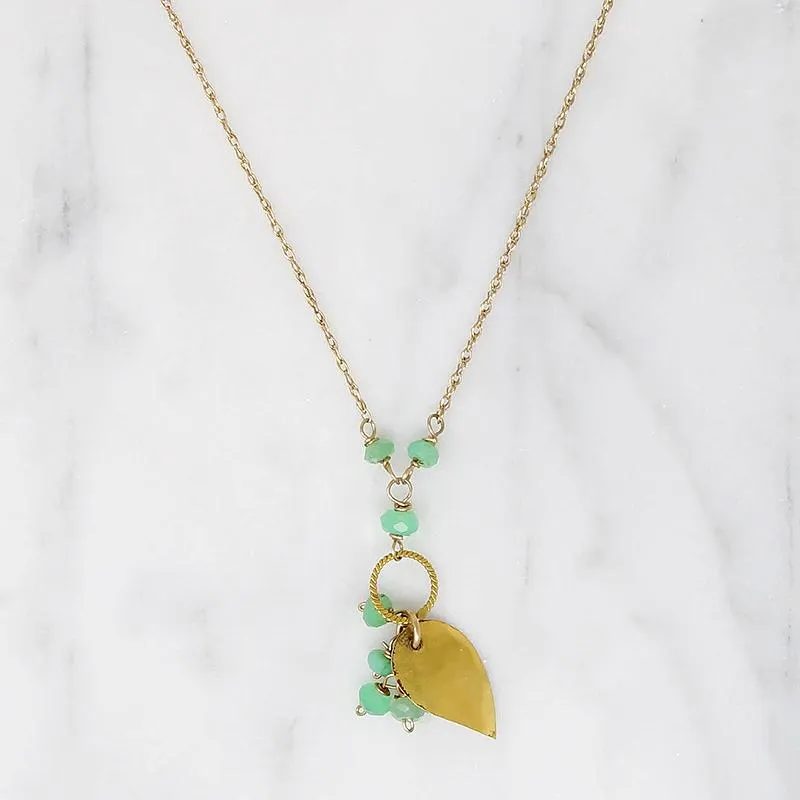 Chrysoprase Cluster with 18k Gold Leaf Necklace by brunet