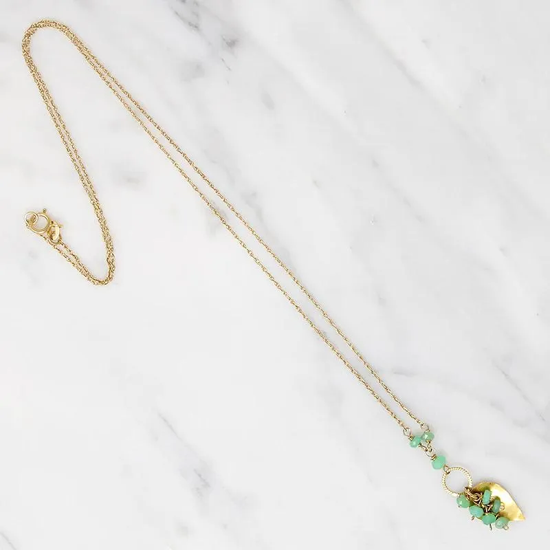 Chrysoprase Cluster with 18k Gold Leaf Necklace by brunet