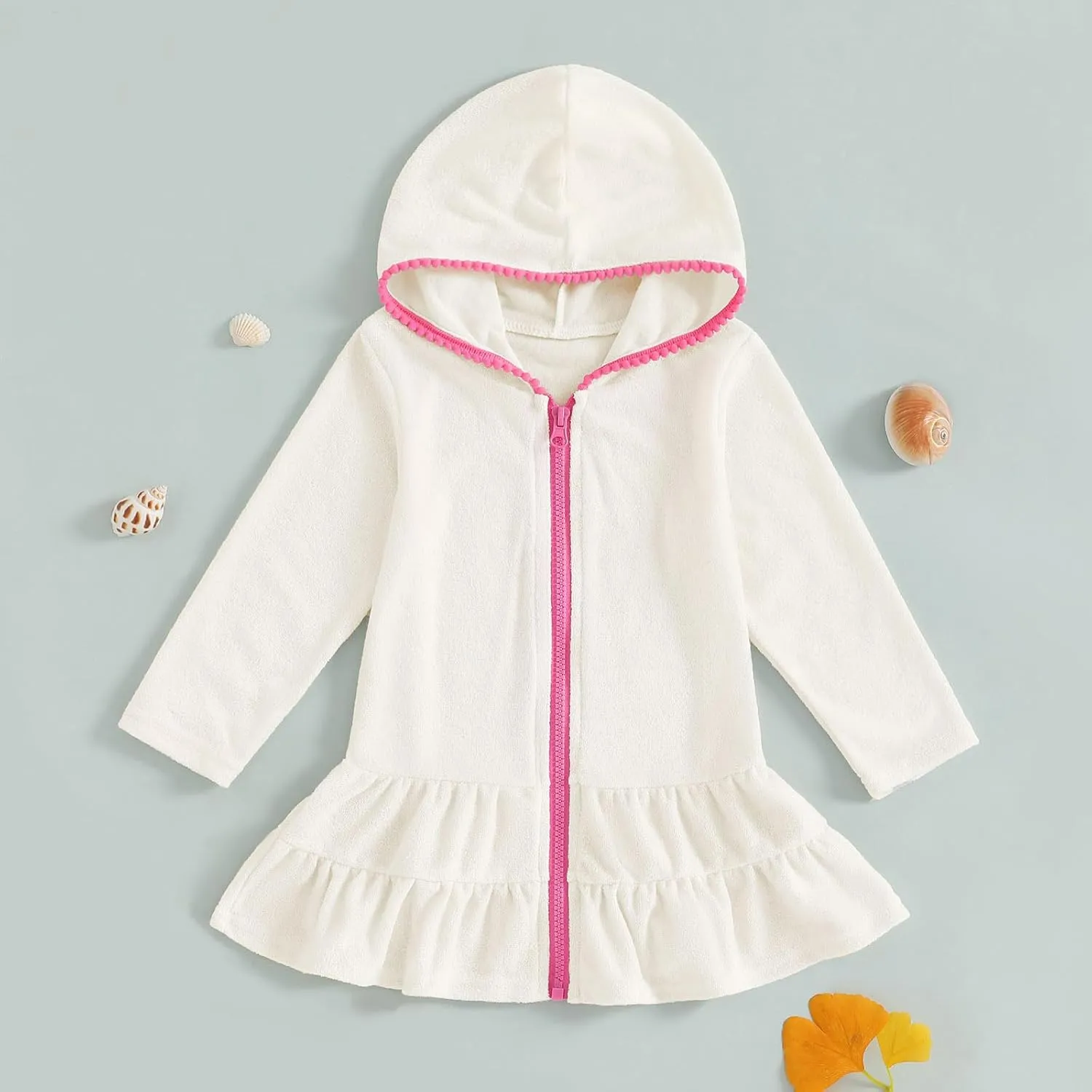 CIYCUIT Toddler Girls Swim Cover Up with Hood and Zipper
