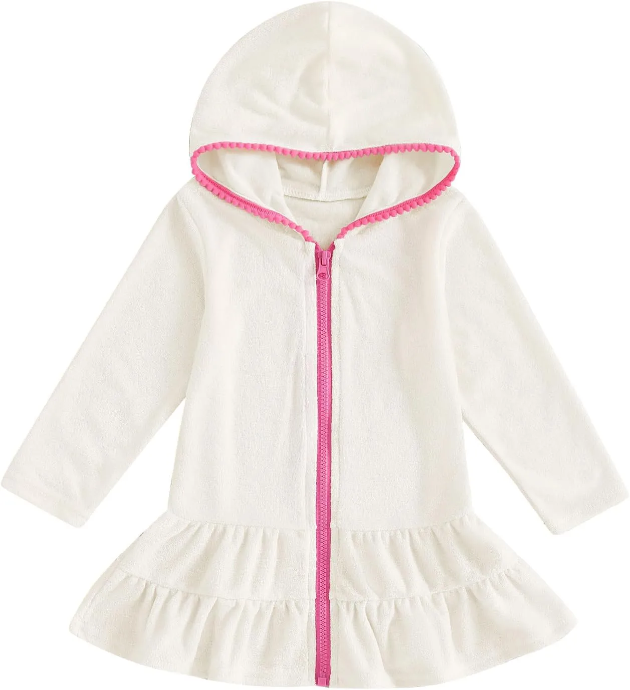 CIYCUIT Toddler Girls Swim Cover Up with Hood and Zipper