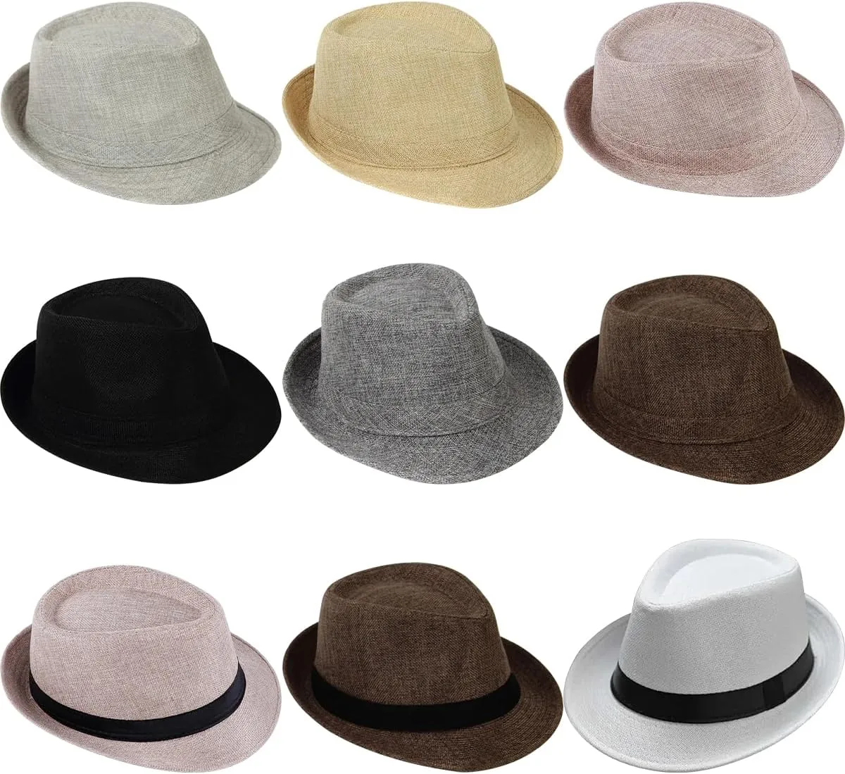 Classic Fedora Hats for Adult, Short Brim Jazz Panama Hat Summer Beach Sun Cap with Band for Men Women