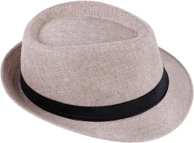 Classic Fedora Hats for Adult, Short Brim Jazz Panama Hat Summer Beach Sun Cap with Band for Men Women