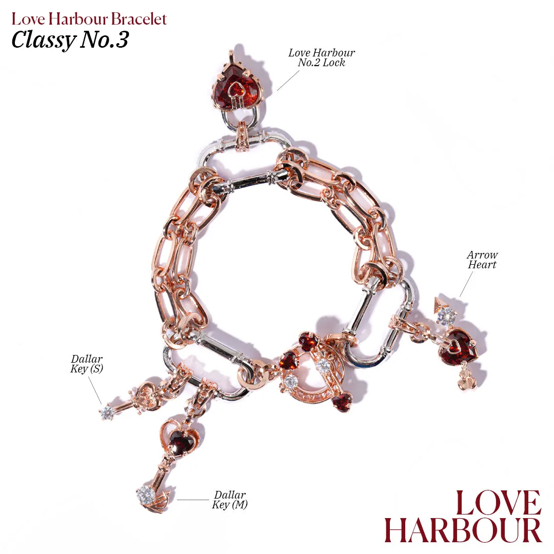 Classy Love Harbour Bracelet [Red gems/Pink gold]