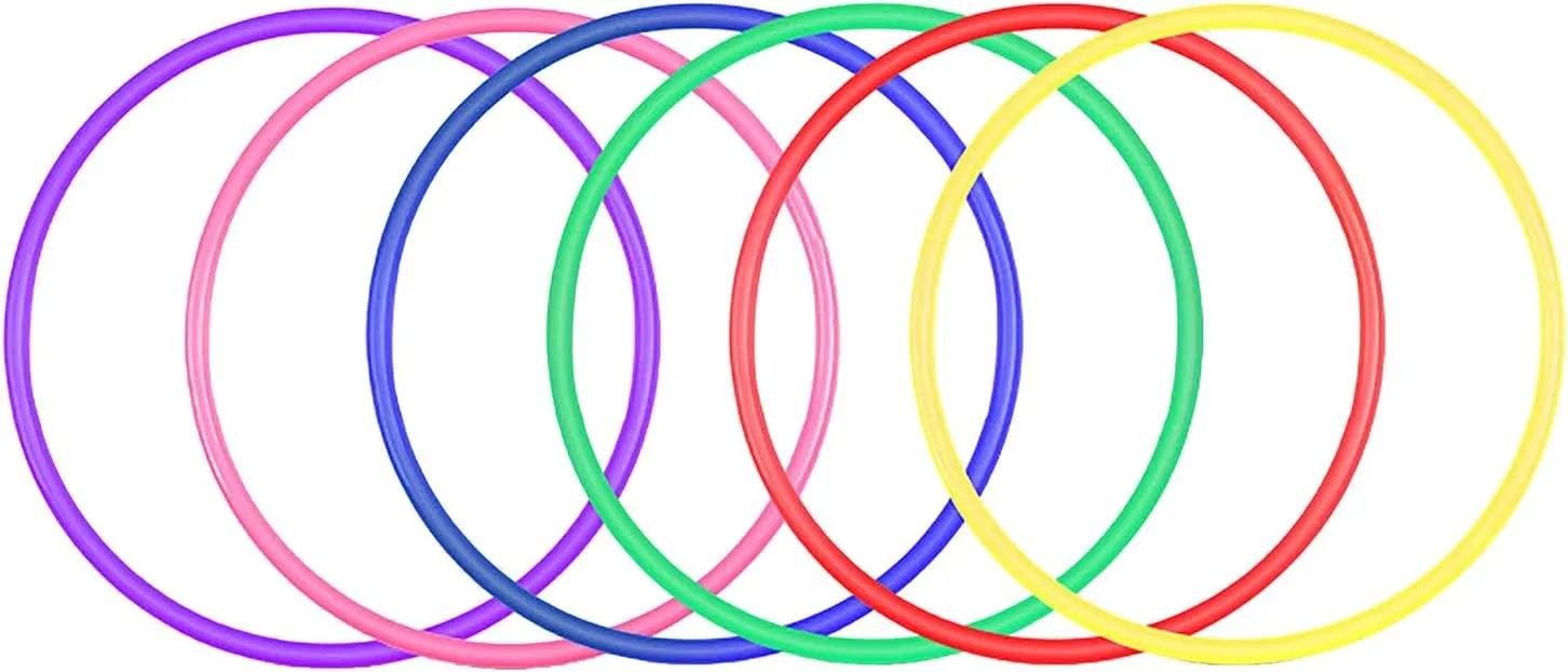 Color Plastic Throwing Rings - Carnival Ring Party Fun, Speed & Agility Practice, Outdoor Game (9.8 inch, 12PCS)