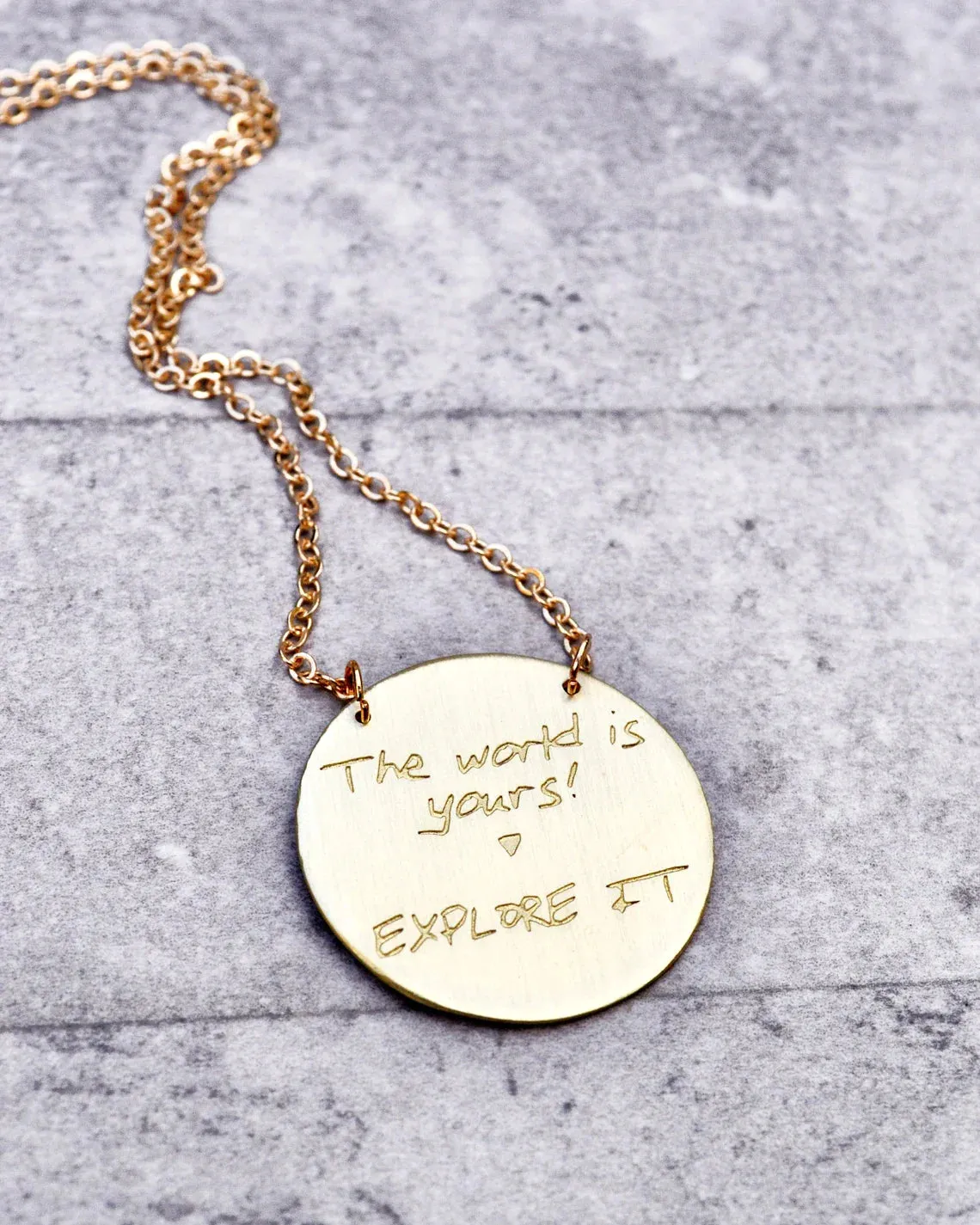 Compass Pendant/The World Is/Yours Explore It/Graduation Gift/Compass Necklace /Compass Sign / Quote Necklace / Gift for Women/Travel Gift