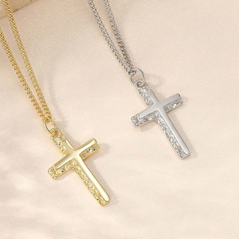 Concave & Convex Cross Pendant Necklace