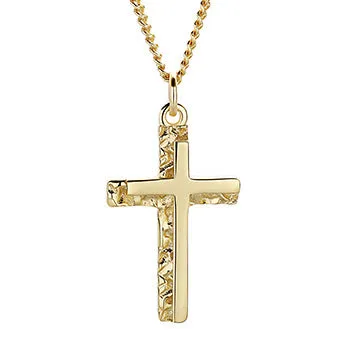 Concave & Convex Cross Pendant Necklace
