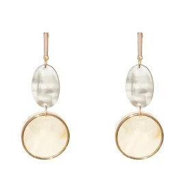 Contemporary Shell and Gold Earrings