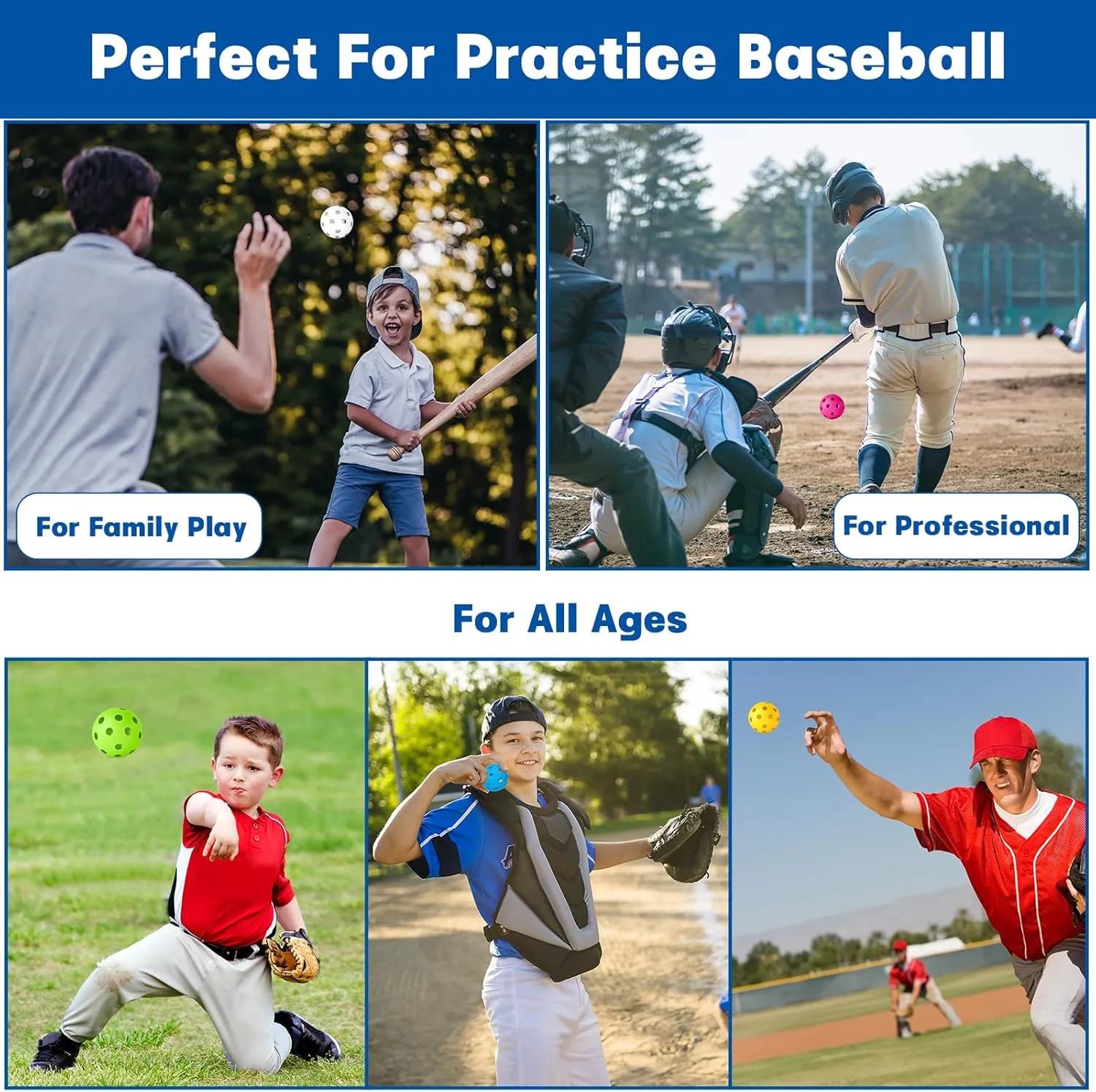 Coopay 18/36 Pack Baseball Practice Balls Plastic Training Balls Lightweight Hollow Softballs for Hitting, Baseball Training Indoor Outdoor Use