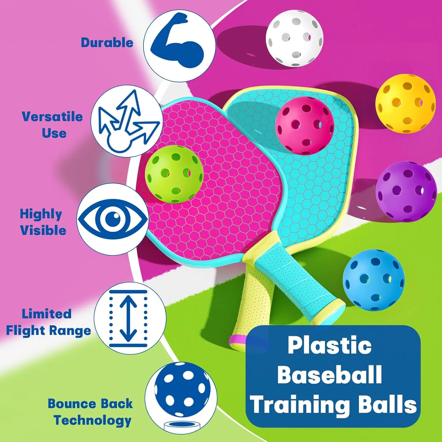 Coopay 18/36 Pack Baseball Practice Balls Plastic Training Balls Lightweight Hollow Softballs for Hitting, Baseball Training Indoor Outdoor Use