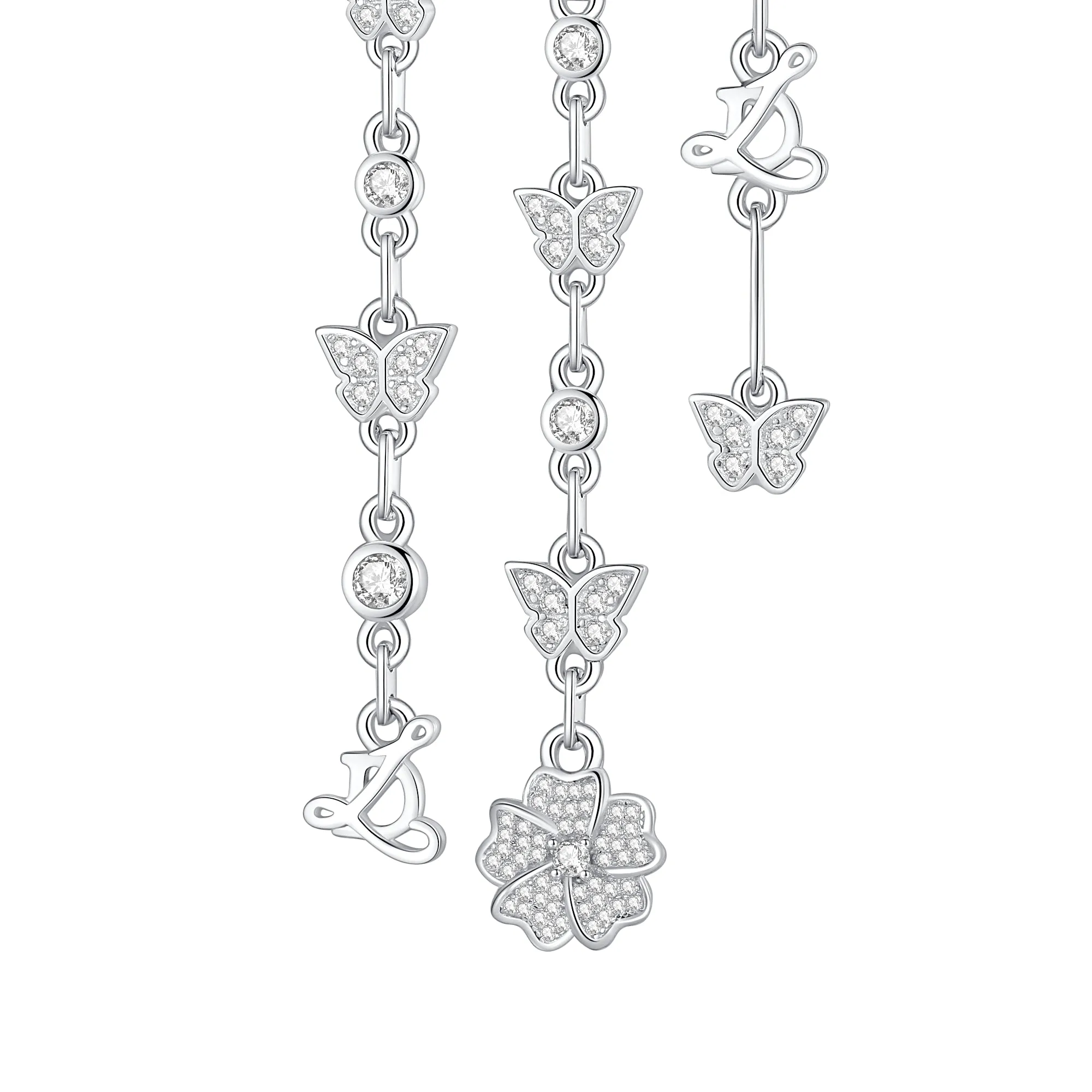 Crystal Heart Tassel Earrings