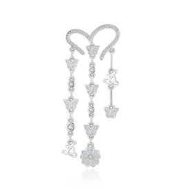 Crystal Heart Tassel Earrings