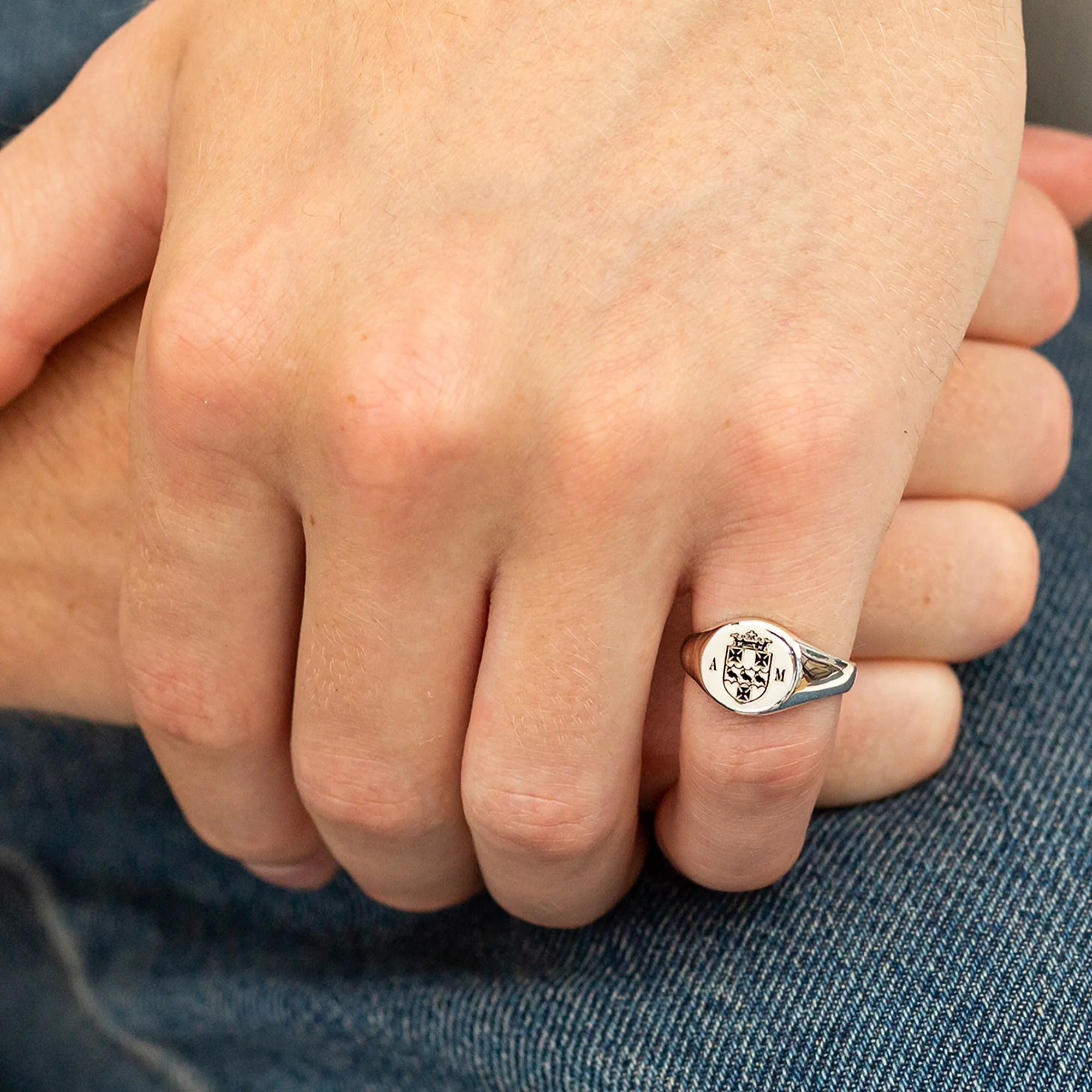 Custom Engraved Round Silver Signet Ring